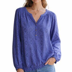 St. John's Bay Boho Blue Blouson Peasant Top